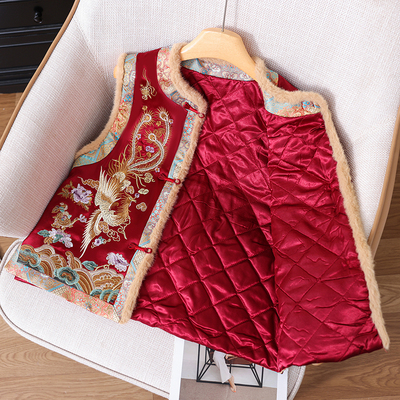 新中式国风马甲女2025新款秋冬复古盘扣刺绣背心外穿坎肩精品外套