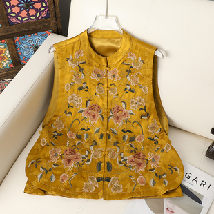 2026新款新中式国风马夹重工刺绣气质优雅丝缎马甲百搭老钱风女装