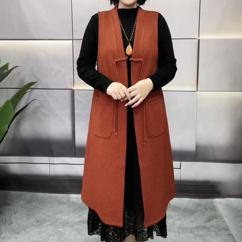 秋季新款纯色民族风百搭中长款洋气盘扣马甲时尚大气宽松气质上衣,女装/女士精品,马夹,淘宝优惠券,粉丝福利购,淘宝优惠卷