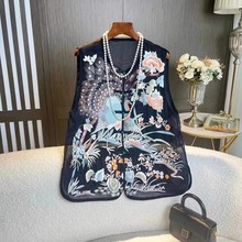 中国风气质欧根纱刺绣马甲女夏季新款宽松显瘦外穿背心小坎肩薄款