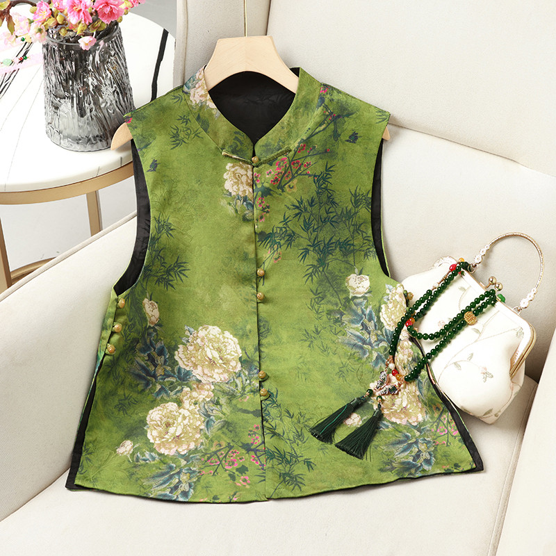 2025早秋新款新中式复古双面穿提花马甲立领端庄无袖坎肩显瘦马夹,女装/女士精品,马夹,淘宝优惠券,粉丝福利购,淘宝优惠卷