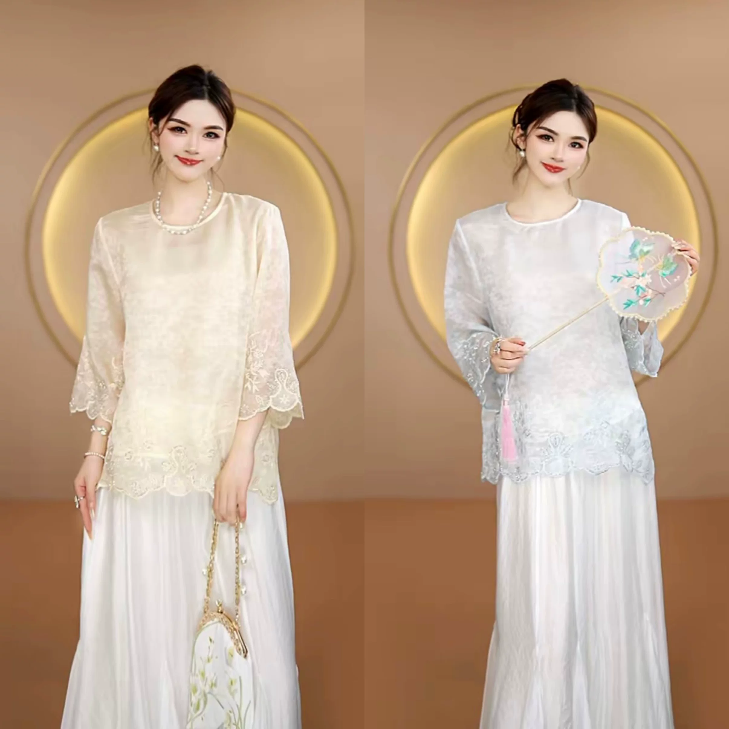柔纱蜜语-2026新款高级感新中式国风衬衫夏薄款百搭超仙上衣女装