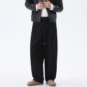 潮流长裤 婚礼男士 子休闲西装 男宽松直筒复古黑色正装 早春新款 裤