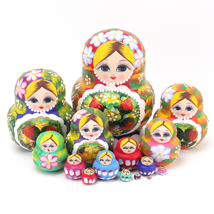 俄罗斯套娃15层草莓手工绘制风干椴木儿童益智玩具摆件节日礼物