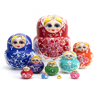 俄罗斯套娃精品肚10层雪娃椴木纯手绘礼品创意摆件可爱益智玩具