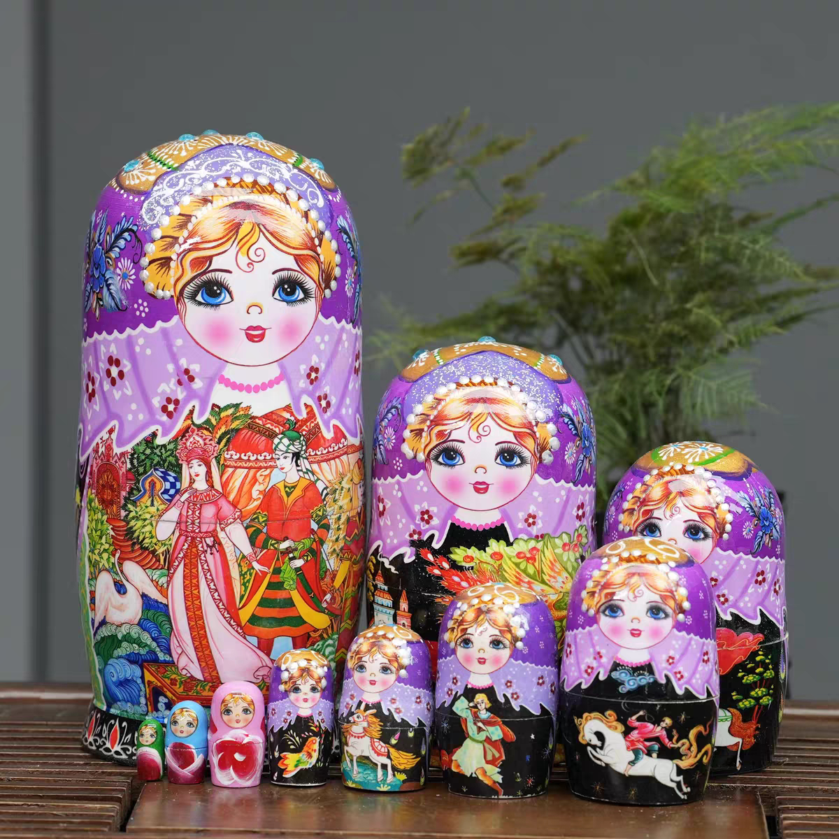 俄罗斯套娃10层风干椴木哈尔滨旅游纪念品节日礼物摆件儿童玩具