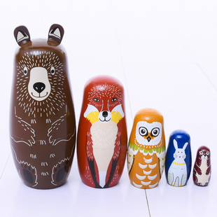 俄罗斯套娃5层动物早教玩具 幼儿园益智玩具摆件抖音同款