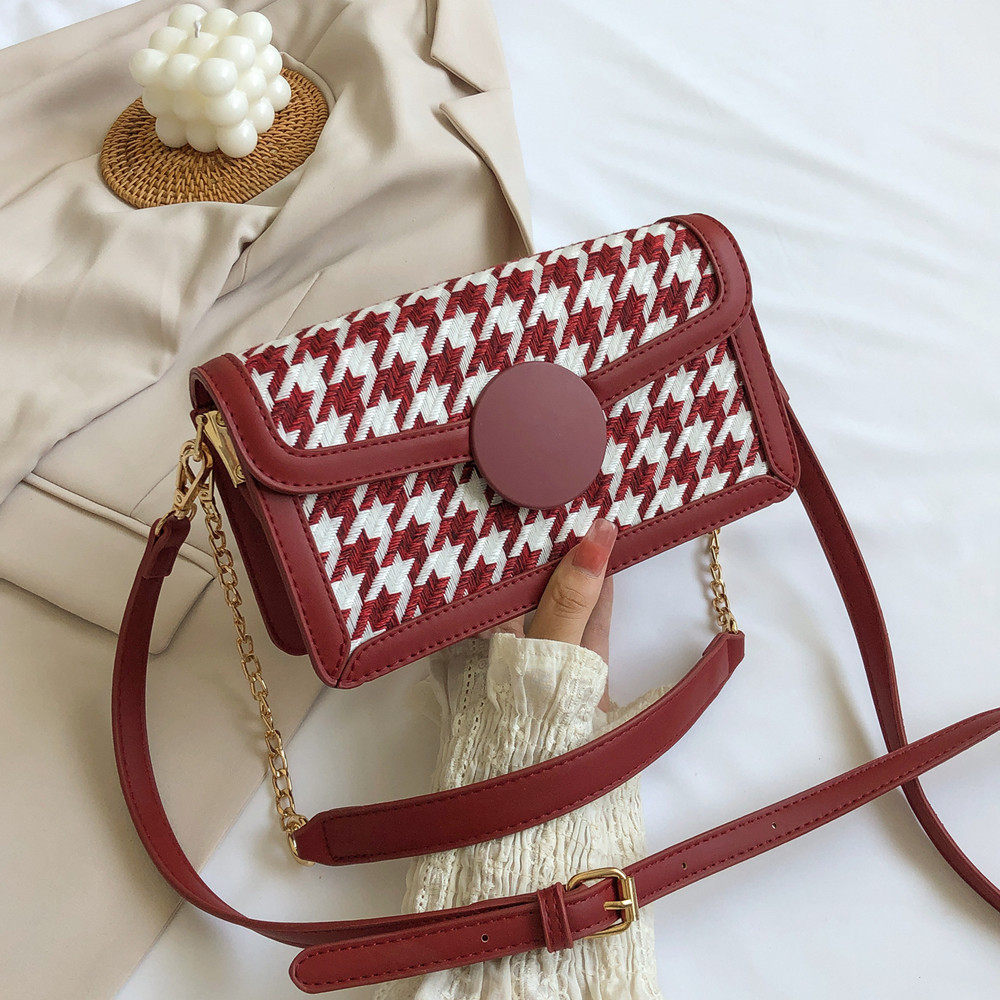 流行包包女2020新款潮韩小方包链条包千鸟格腋下包高级感单肩斜跨