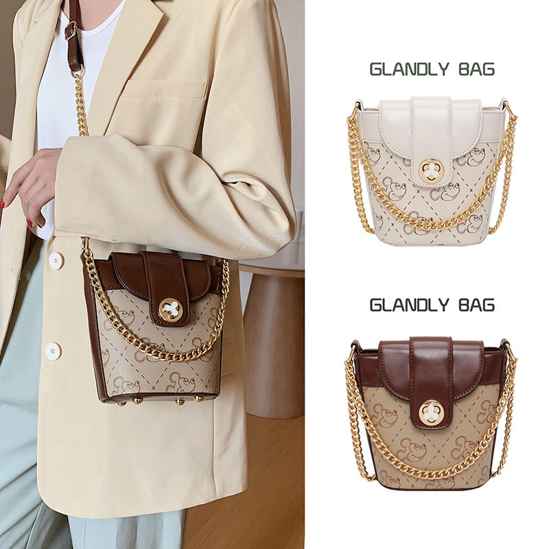 流行包包女2020新款单肩斜挎包时尚水桶包洋气米奇米老鼠女包韩版