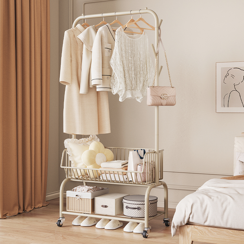 【奶油风网红衣架】带金属收纳筐