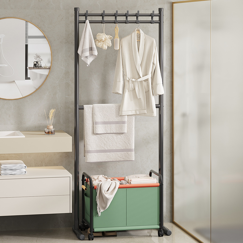 【带脏衣篮！】双层卫生间毛巾架