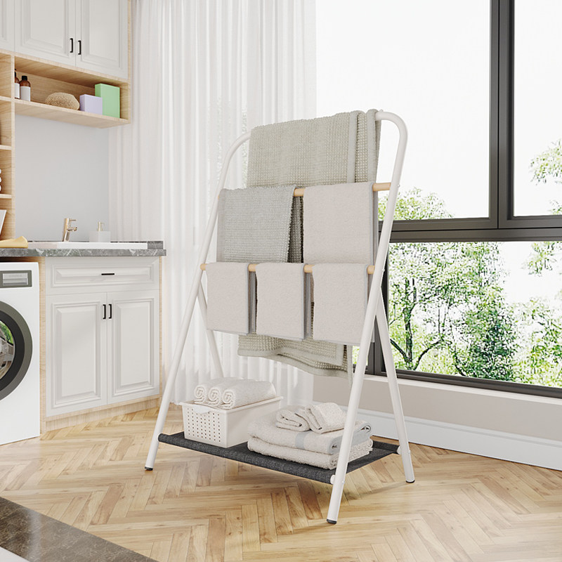 毛巾架落地简易免打孔卫生间置物架晒晾浴巾架阳台浴室收纳架子