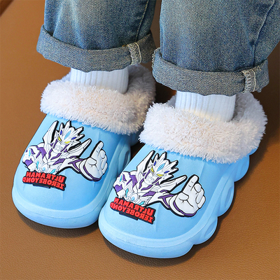 赛罗奥特曼儿童棉拖鞋加绒加厚底防水防滑男童拖鞋冬季宝宝可拆洗