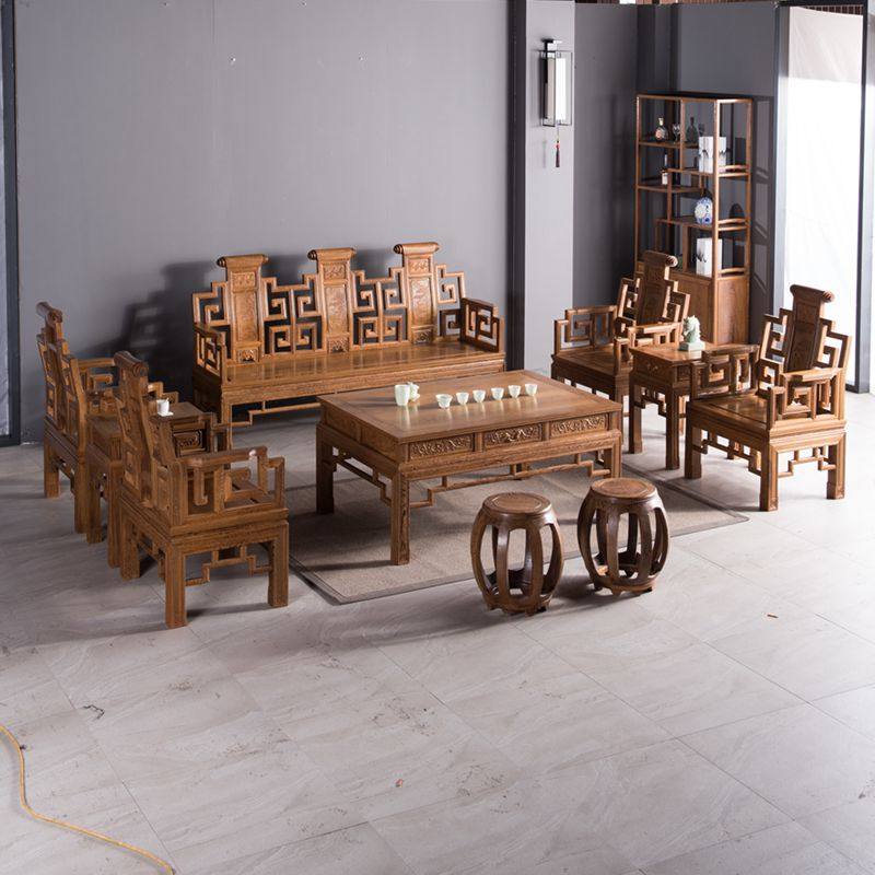 红木家具鸡翅木卷书沙发八件套中式实木客厅茶几仿古家用整装沙发,住宅家具,红木沙发,淘宝优惠券,粉丝福利购,淘宝优惠卷