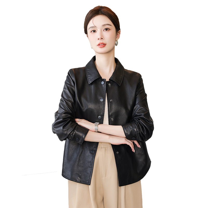 真皮皮衣女短款2024春秋季新款韩版宽松休闲版海宁绵羊皮夹克外套