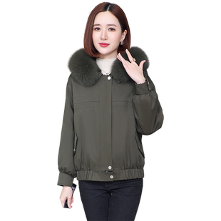 派克服女短款冬季新款休闲小个子獭兔毛内胆可拆卸海宁皮草外套