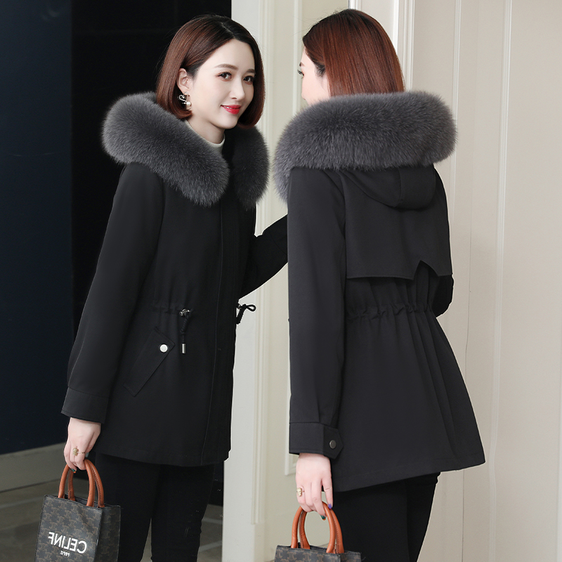 派克服女短款獭兔毛内胆可拆卸