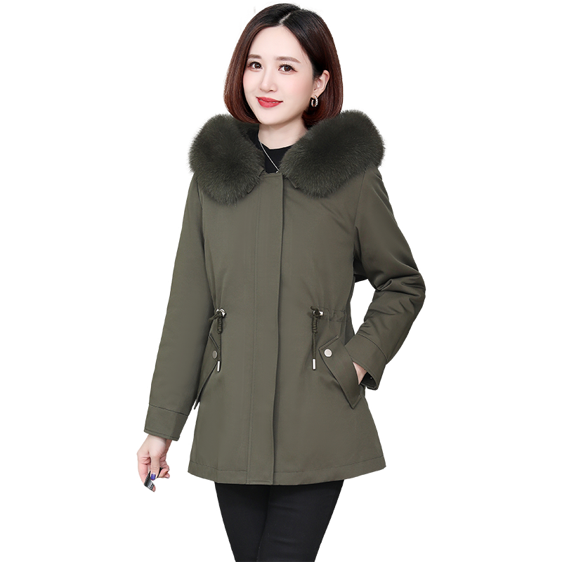 派克服女短款獭兔毛内胆可拆卸