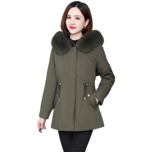 派克服女2025冬季新款狐狸毛领海宁皮草獭兔毛内胆可拆卸外套短款