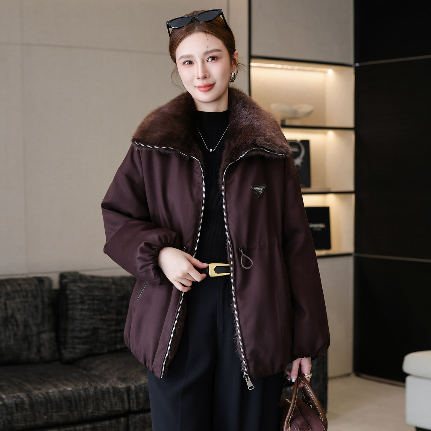 海宁皮草外套女双面穿派克服大衣2025冬季新款加厚青根貂夹克中长