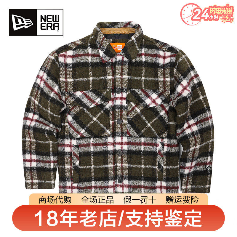 纽亦华格纹呢子保暖夹棉潮外套