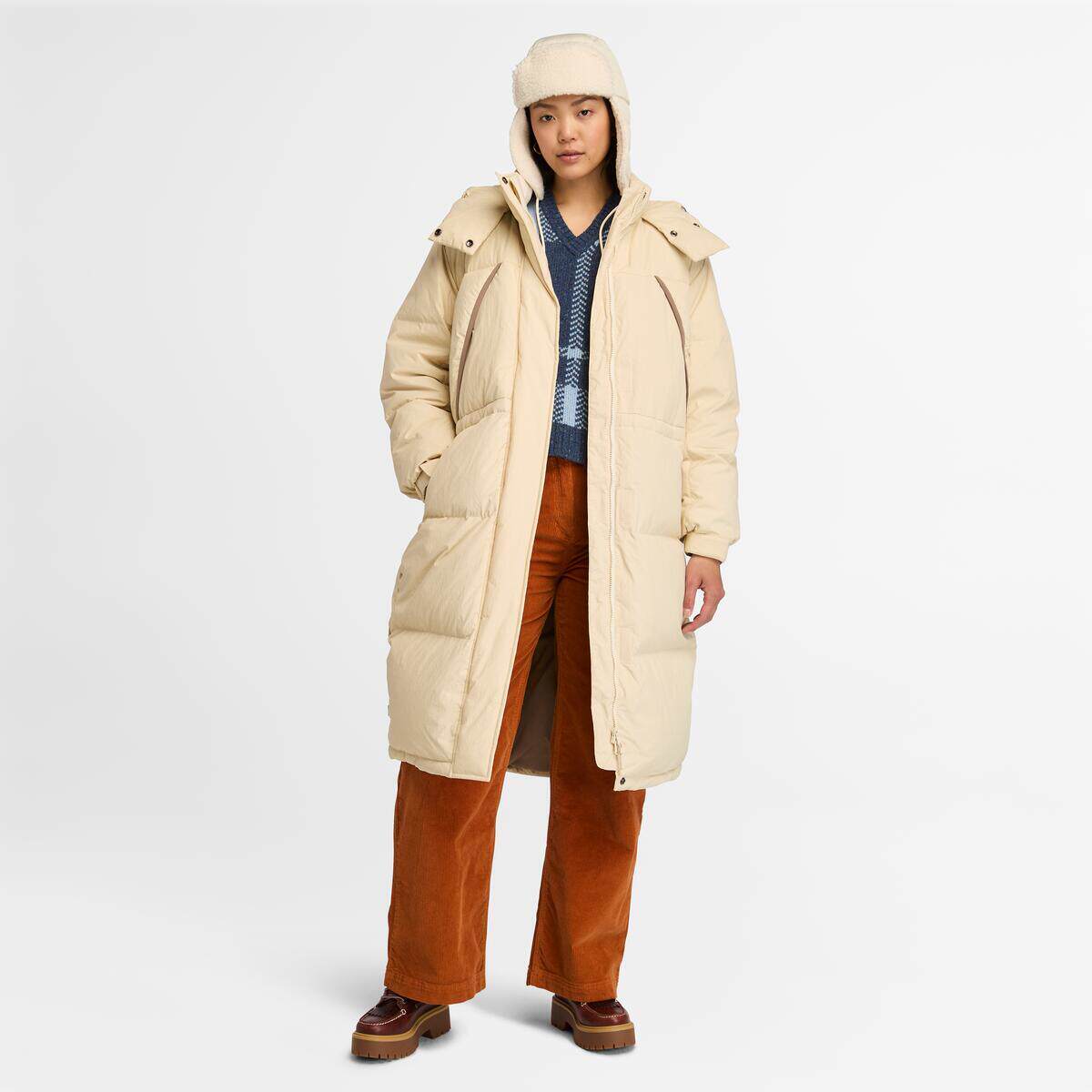 Timberland添柏岚女装户外防泼水加厚保暖长款连帽羽绒服A5ZC3