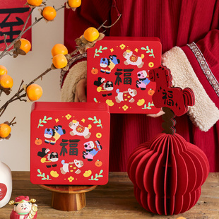 新款马年雪花酥凤梨酥饼干手工曲奇包装盒新年礼盒铁口马盒空盒子