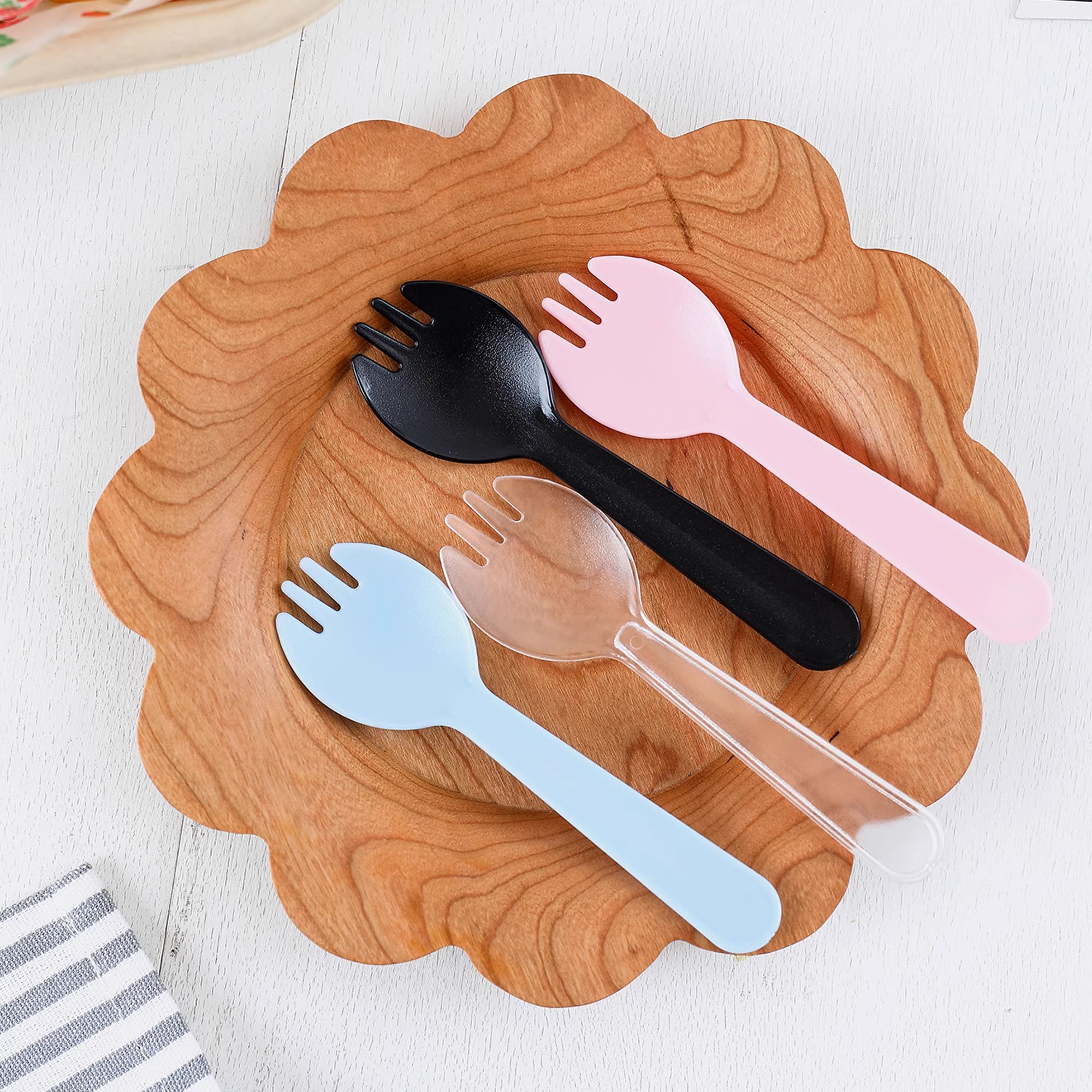 磨砂加厚塑料水果捞冰淇淋独立包装酸奶芋圆一次性黑色甜品叉勺子