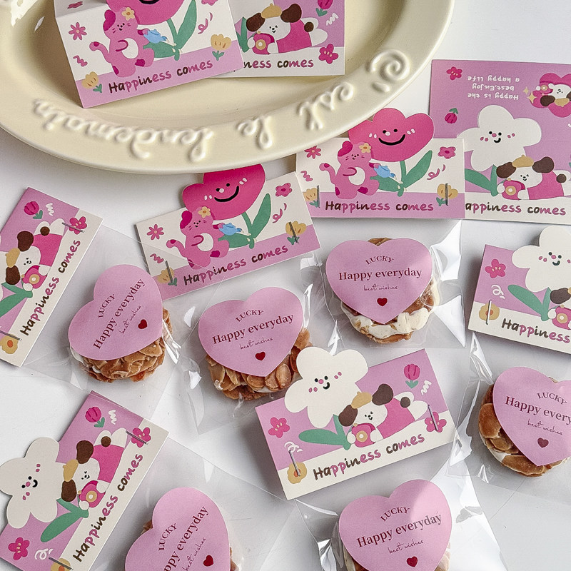 2026烘焙饼干雪花酥面包袋春日花花卡头透明自封袋子手工牛轧饼袋