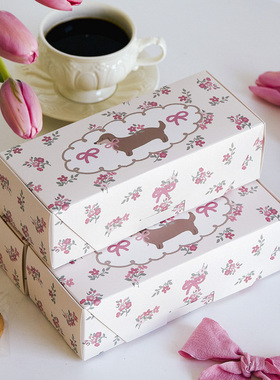 2026新款烘焙饼干曲奇雪花酥糖果包装盒碎花长条盒粉色打包盒礼盒