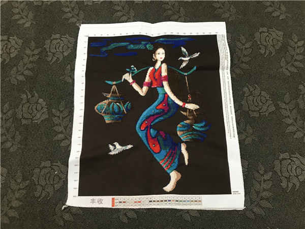 兔妈妈纯手工十字绣成品阿诗玛之丰收云南风情美女人物名族风客厅