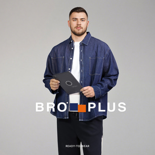 牛仔衬衫 肥佬宽松长袖 2025新款 加肥加大码 衬衣5x 春秋装 6胖人7男装