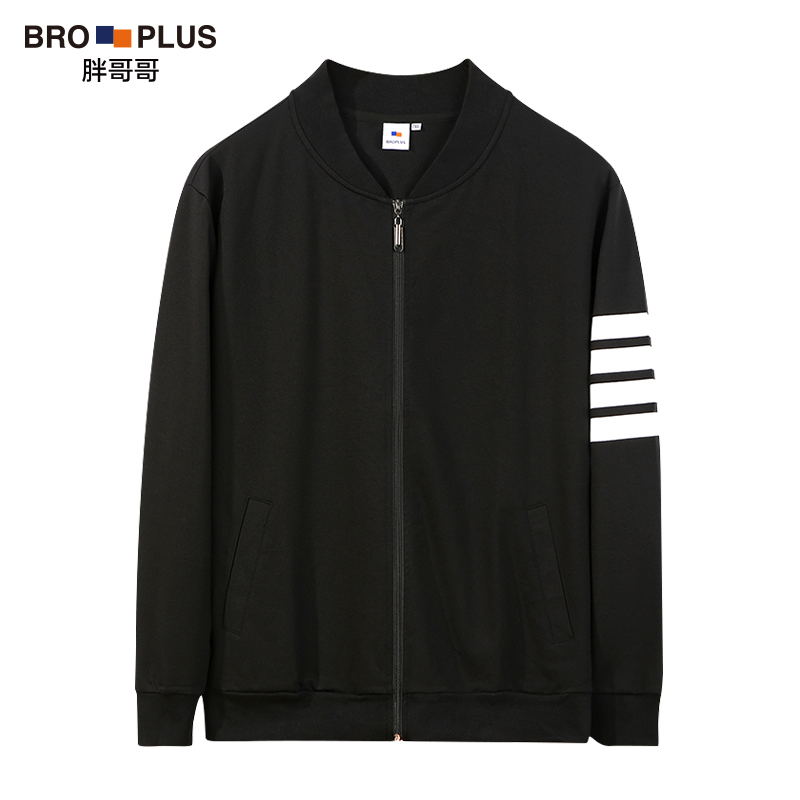 胖哥哥加肥加大宽松大码拉链夹克男休闲胖子立领肥佬运动开衫外套