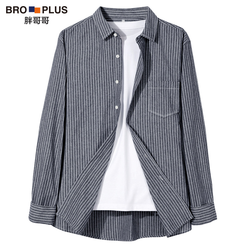 300 Fat brother Large men's wear Spring and autumn payment black and white stripe shirt The fat Long sleeve shirt Add fertilizer Largein the Men's clothing, Shirt  category - from Buy2taobao.com to provide professional Taobao agent buy service