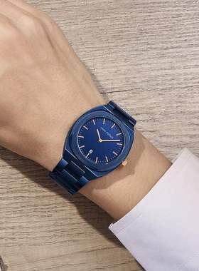 MINIFOCUS时尚日本机芯日历双圈钢带韩版轻奢商务休闲潮流男表