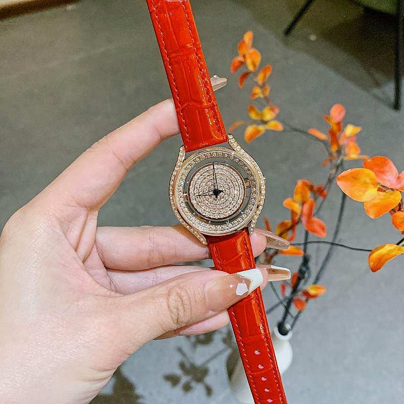 进口机芯满钻气质旋转表盘女表