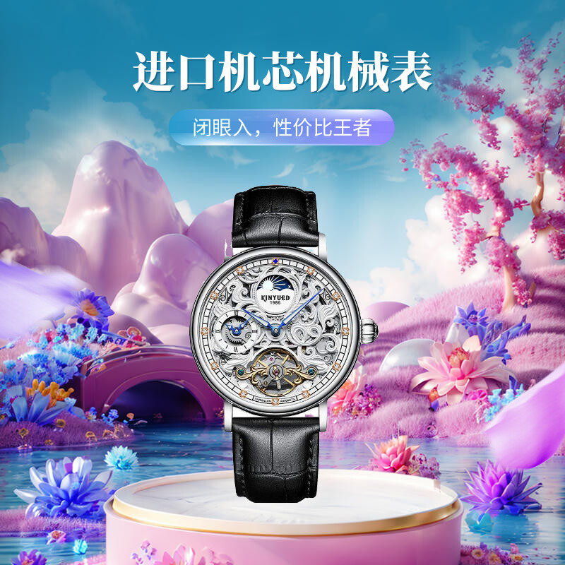 商务真皮带进口机芯韩版男士手表