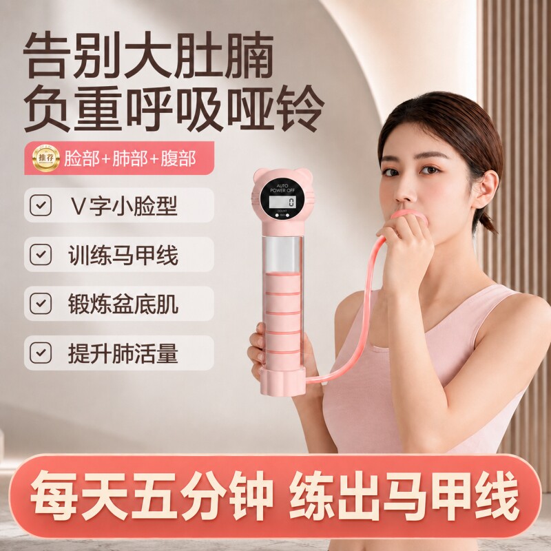 呼吸哑铃女士腹式吹气训练神器锻炼肺活量马甲线瘦肚子男家用腹部