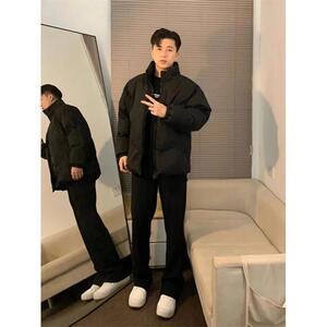 立领棉服外套男款冬季防寒保暖加厚面包服黑色百搭棉衣拉链开衫潮