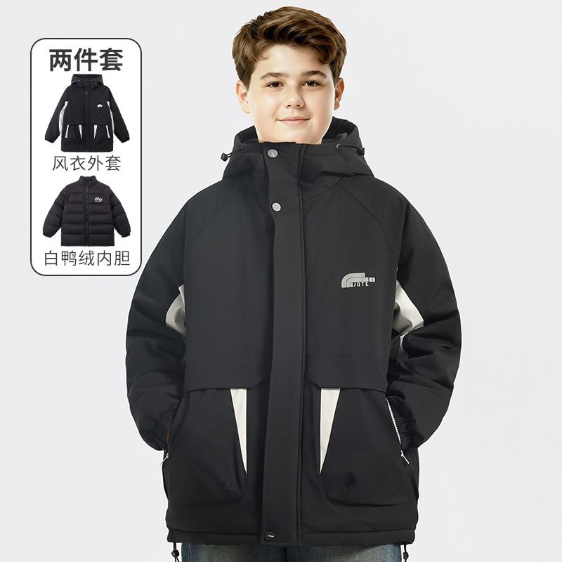 胖童装男童冲锋衣羽绒服可拆卸
