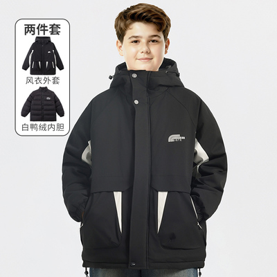 胖童装男童冲锋衣羽绒服可拆卸