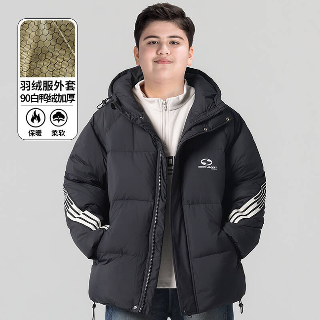 胖童装男童羽绒服正品加肥加大冬装2025新款初中生白鸭绒大童外套
