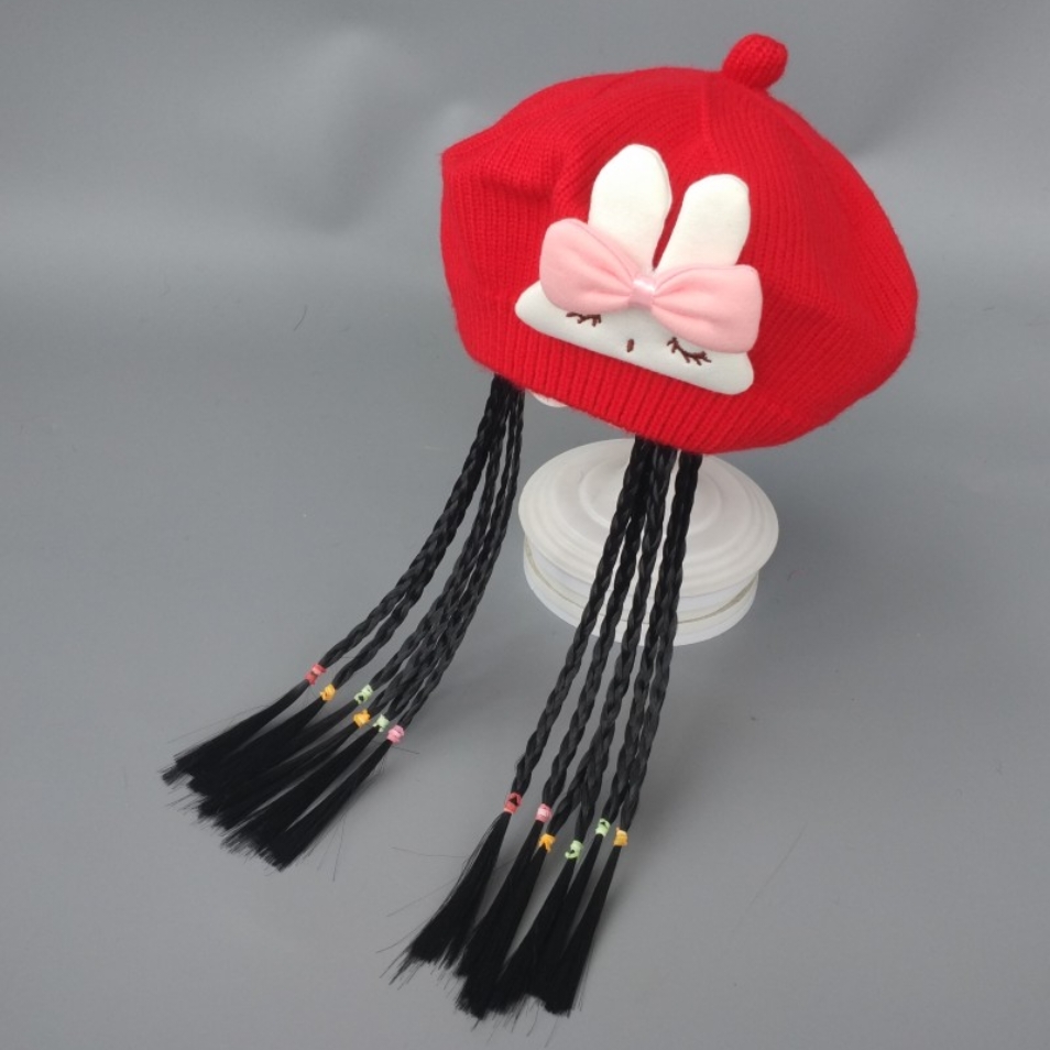 针织贝雷帽儿童洋气休闲毛线帽