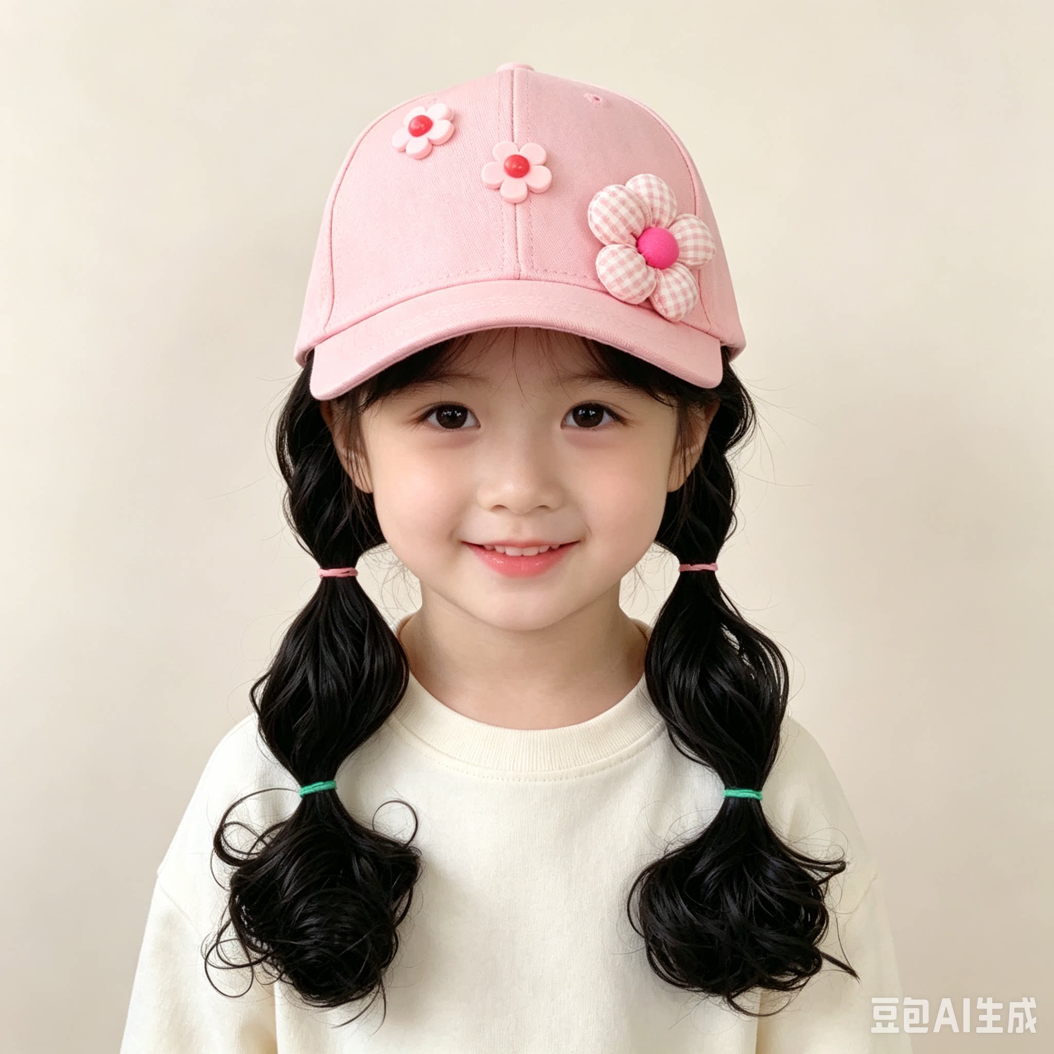 宝宝棒球帽秋冬女童假发帽儿童假发辫子泡泡辫假发带辫子的帽子女图片