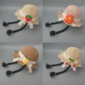 儿童遮阳帽大檐夏天防晒太阳帽子沙滩女孩婴儿渔夫帽宝宝假发草帽