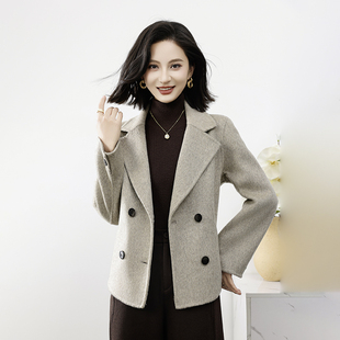 修身 100%羊毛大衣西装 外衣 秋冬新款 毛呢外套女呢子上衣短款
