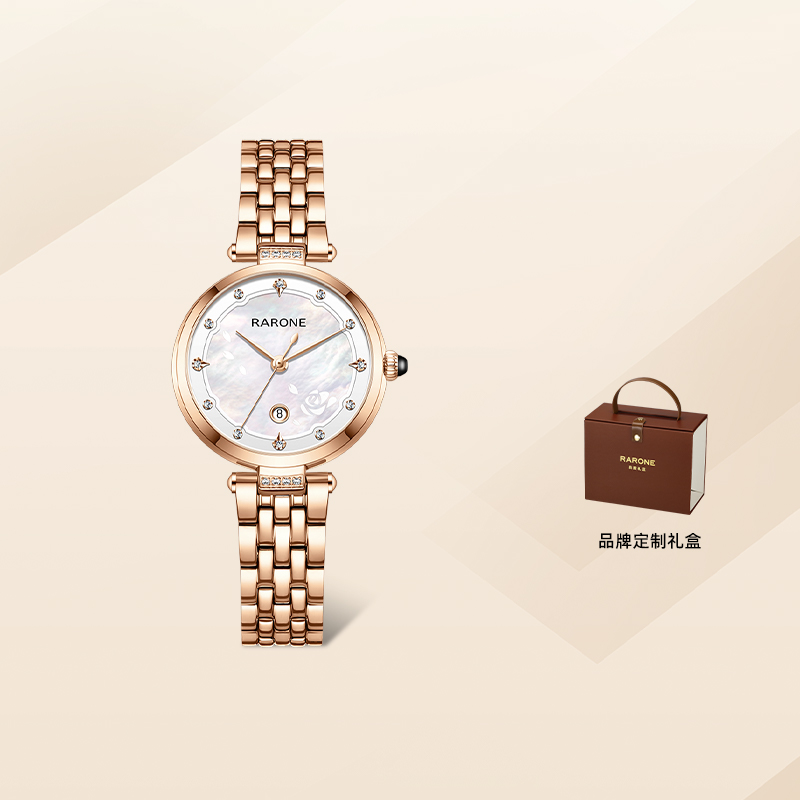 Rarone雷诺玫瑰时尚商务机械女表