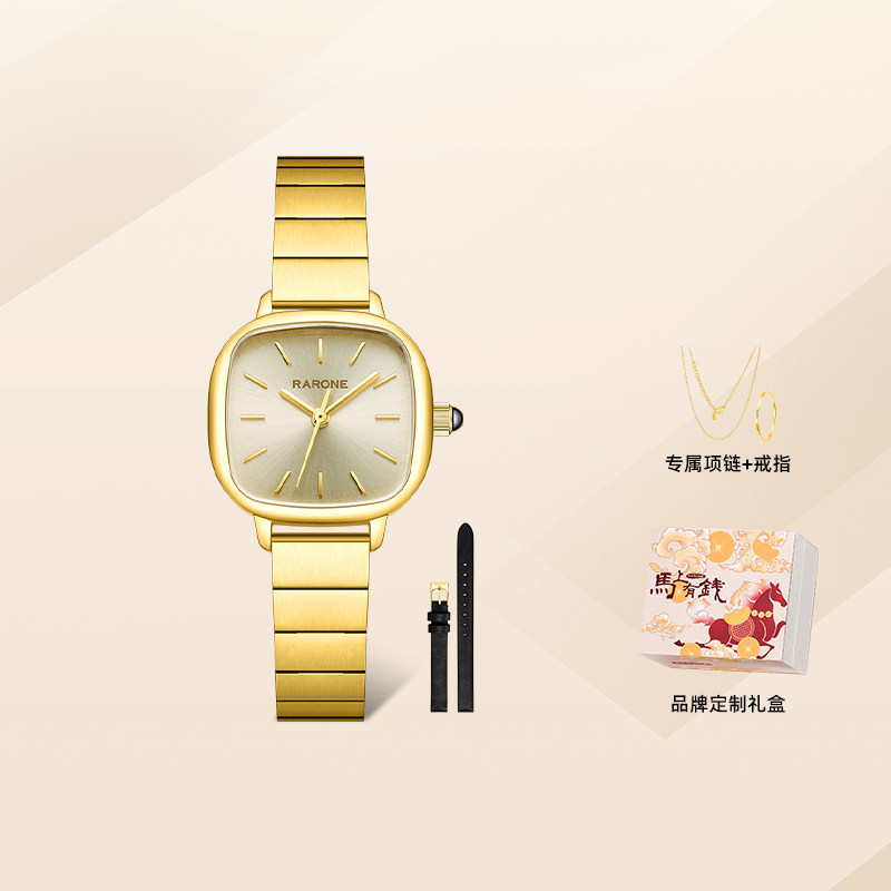 情人节礼物丨Rarone雷诺小金表手表女款石英腕表时尚复古小方表