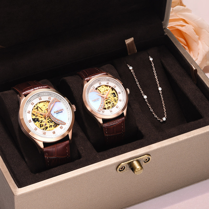 心心相印雷诺情侣手表一对男女官方正品全自动机械表