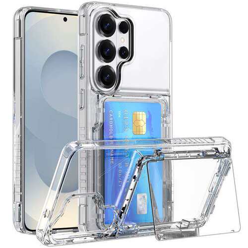 适用S26Ultra透明壳S25/S24/S26插卡翻盖支架Galaxy S25钱包保护